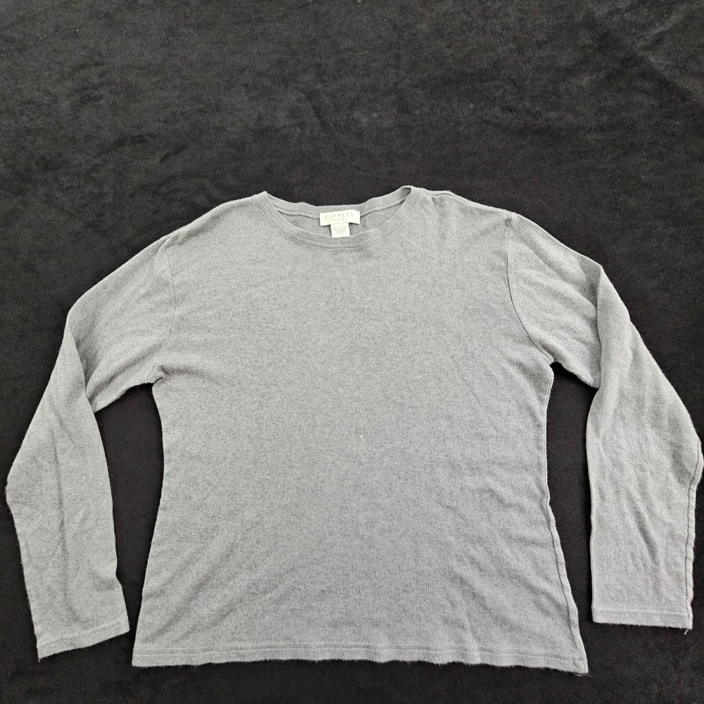 Express Tricot Gray Long Sleeve Cropped Cotton Blend Sweater Women's L